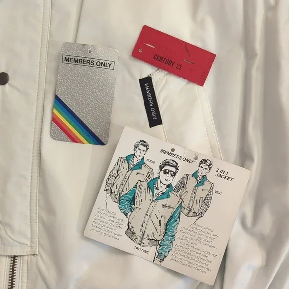 Vintage Members Only Jacket‎ size 46 White Blue 3 in 1 Convertible Vest - Picture 2 of 16